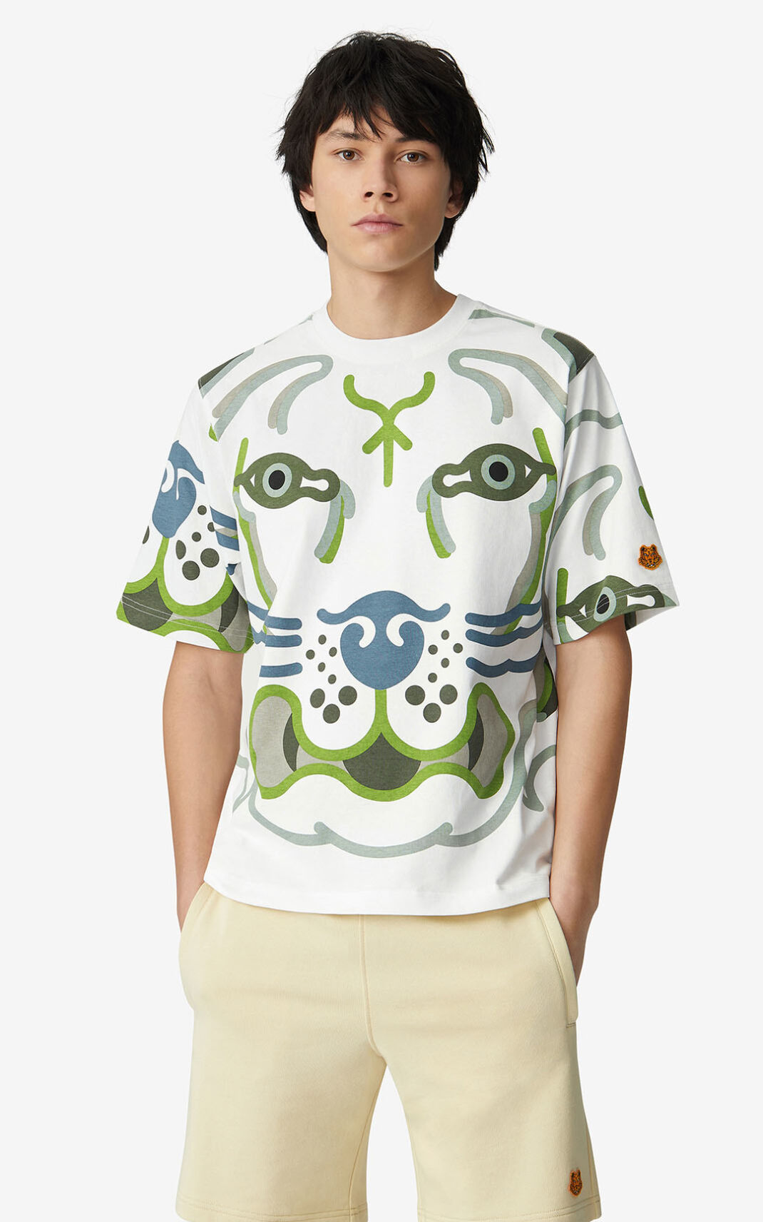 Camisetas Kenzo K Tiger loose Hombre Blancas FAQ873529